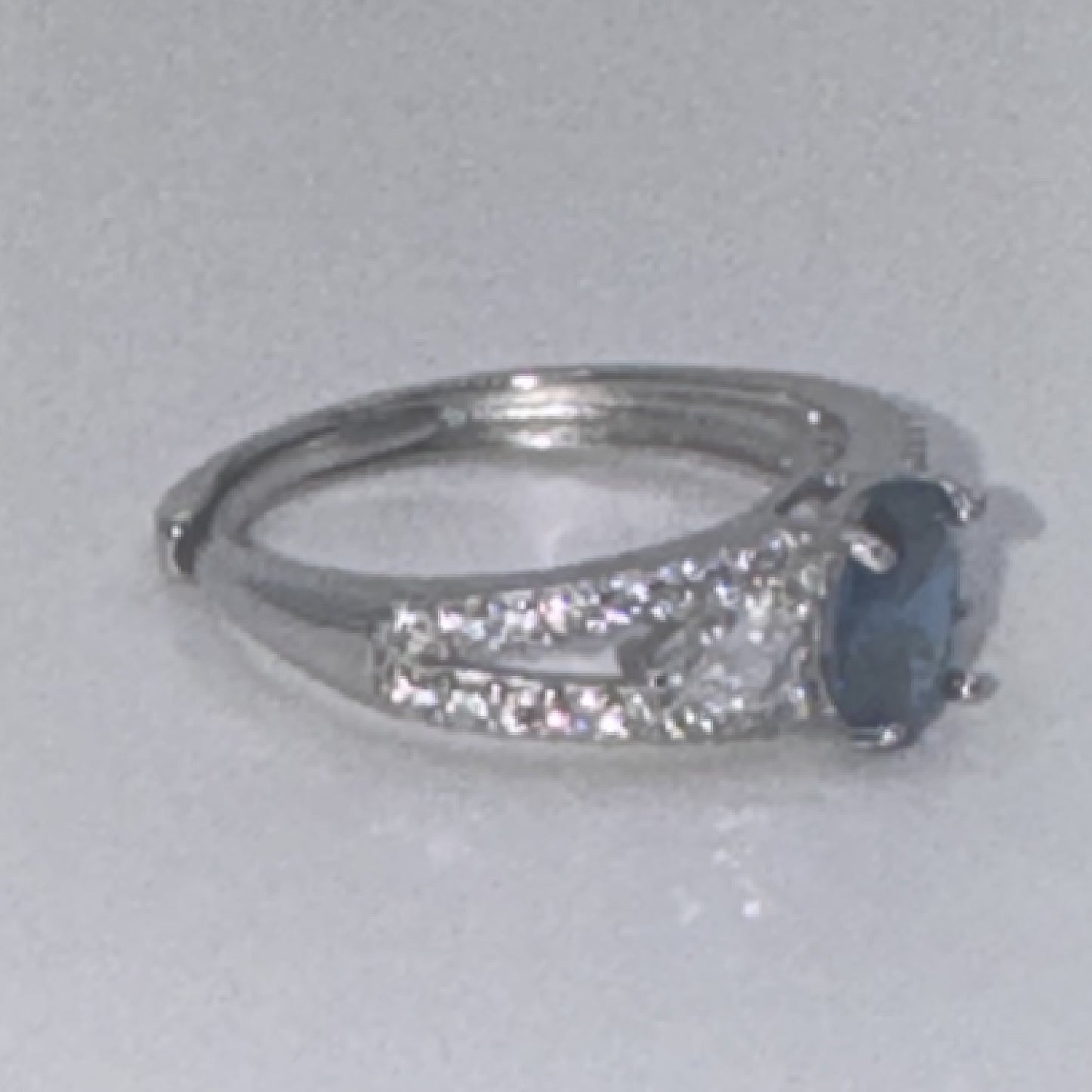 Diamond Studded Blue Oval Ring